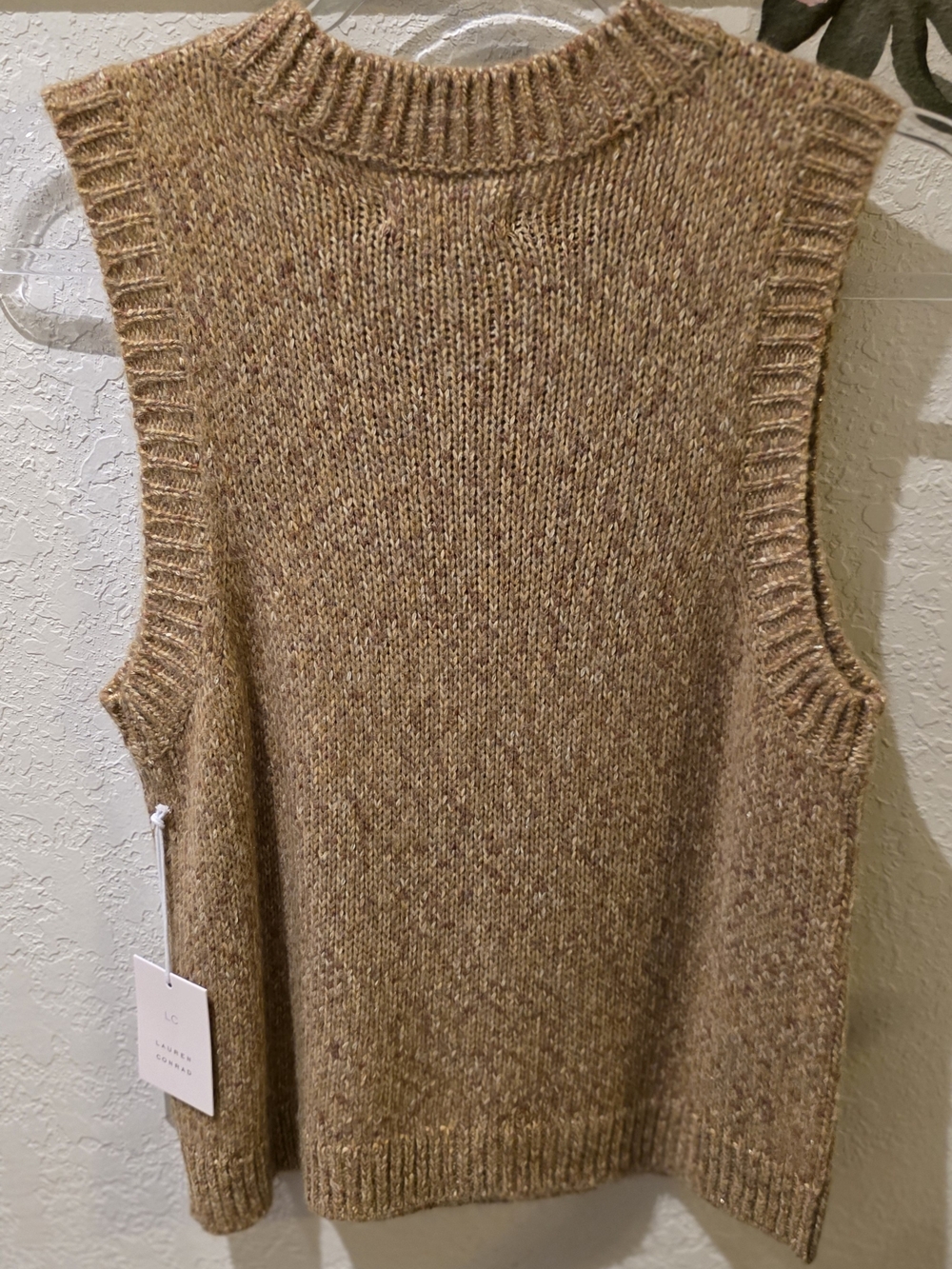 LC Lauren Conrad Tan Marled Knit Sleeveless Sweater Vest